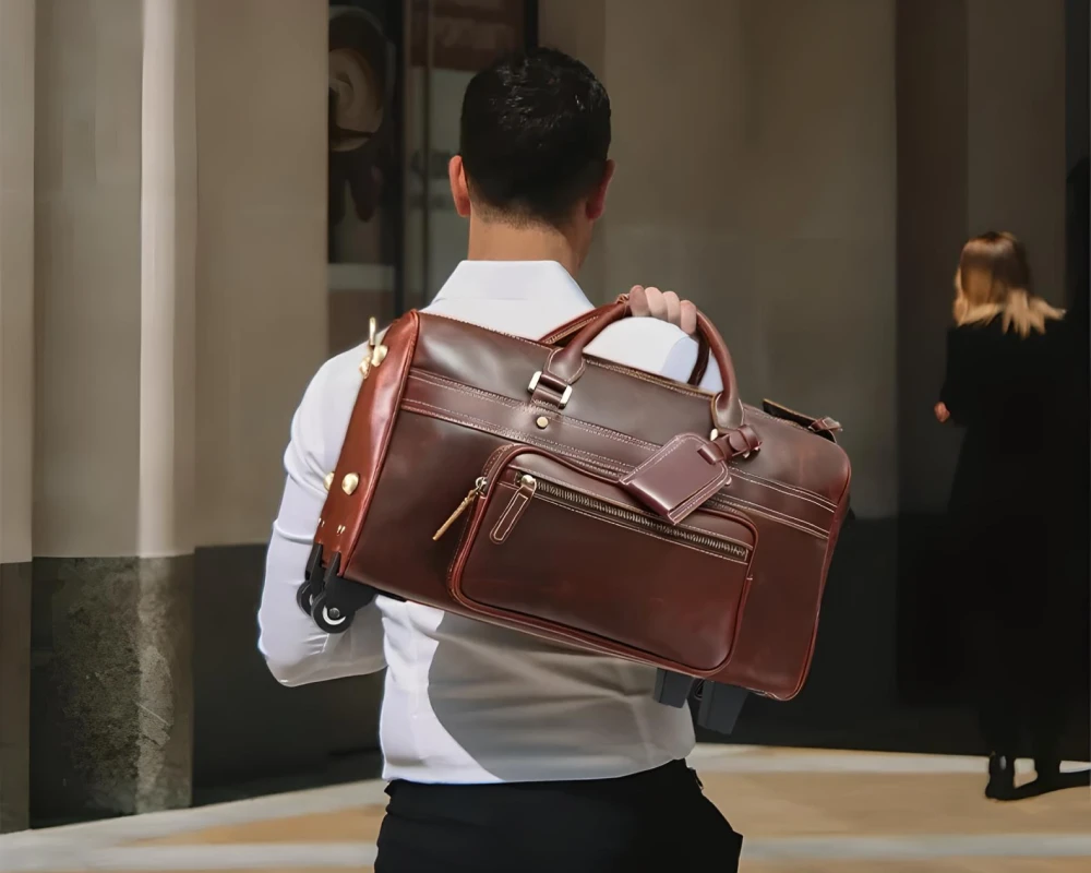 mens carry on luggage leather