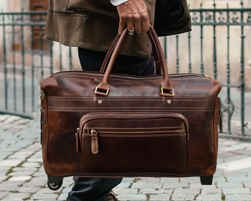 mens carry on luggage leather